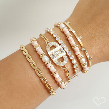 Pulseira Ajustável Folheada a Ouro 18k Riviera Chiara Zircônia Média Cristal