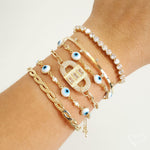 Pulseira Ajustável Folheada a Ouro 18k Riviera Chiara Zircônia Média Cristal