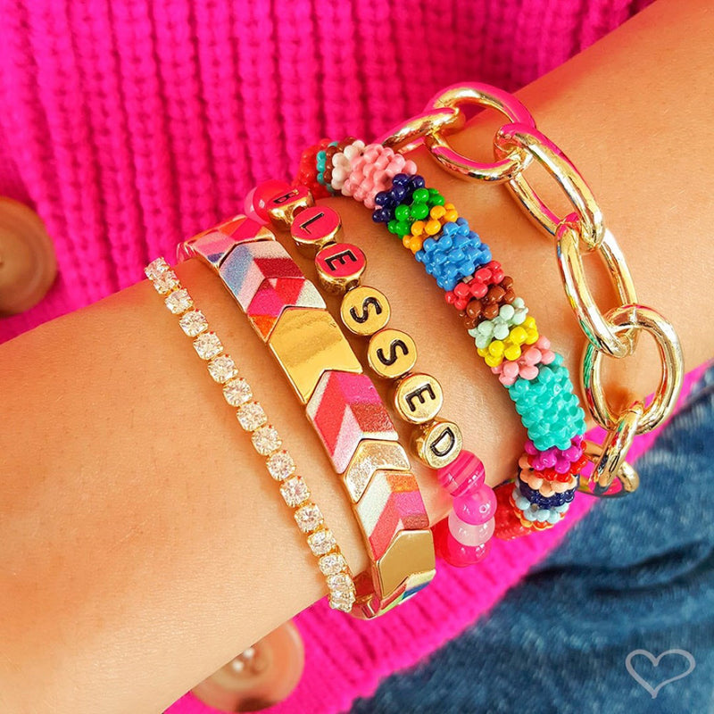 Pulseira Ajustável Folheada a Ouro 18k Riviera Chiara Zircônia Pequena Cristal