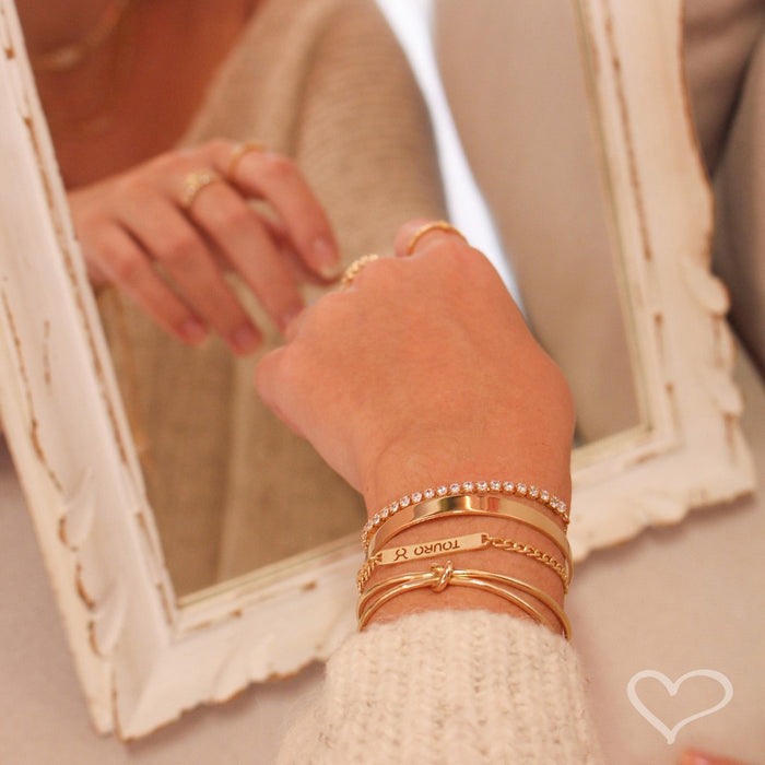 Pulseira Ajustável Folheada a Ouro 18k Riviera Chiara Zircônia Pequena Cristal