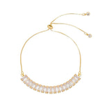 Pulseira Ajustável Folheada a Ouro 18k Taylor Média Zircônia Baguete Cristal