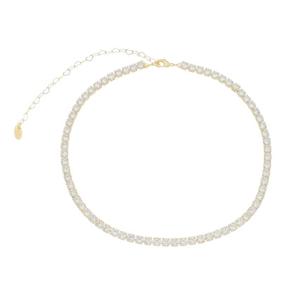 Choker Piuka Riviera Chiara Zircônias Média Cristal Folheada a Ouro 18k