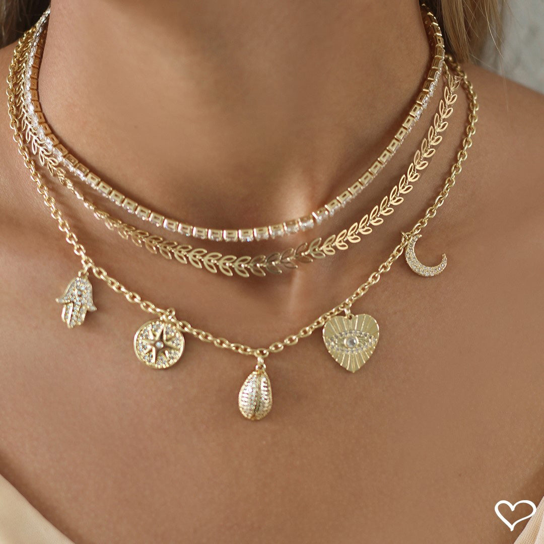Choker Piuka Riviera Chiara Zircônias Média Cristal Folheada a Ouro 18k