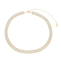 Choker Piuka Taylor Média Zircônias Baguete Cristal Folheada a Ouro 18k