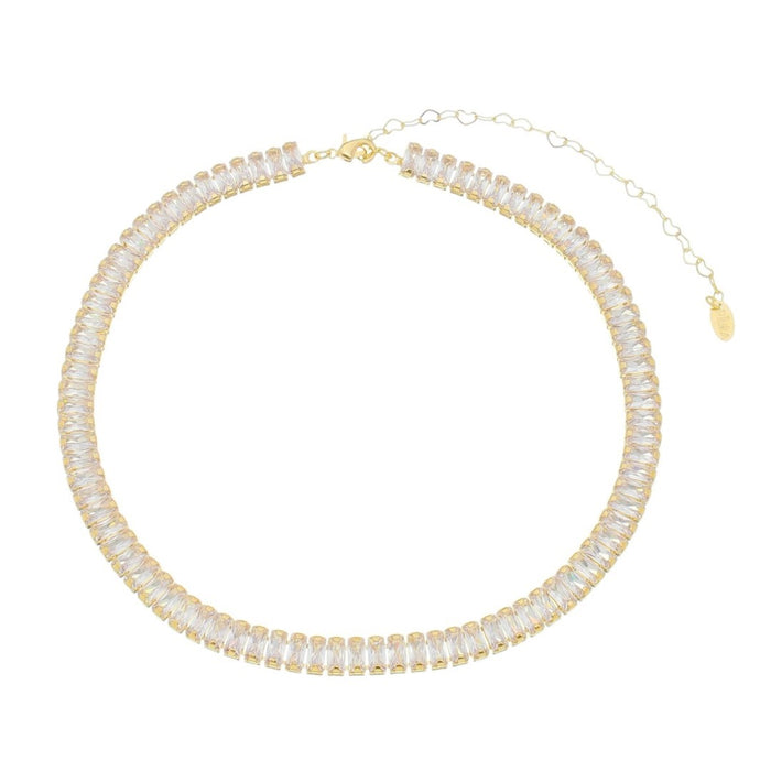 Choker Piuka Taylor Média Zircônias Baguete Cristal Folheada a Ouro 18k