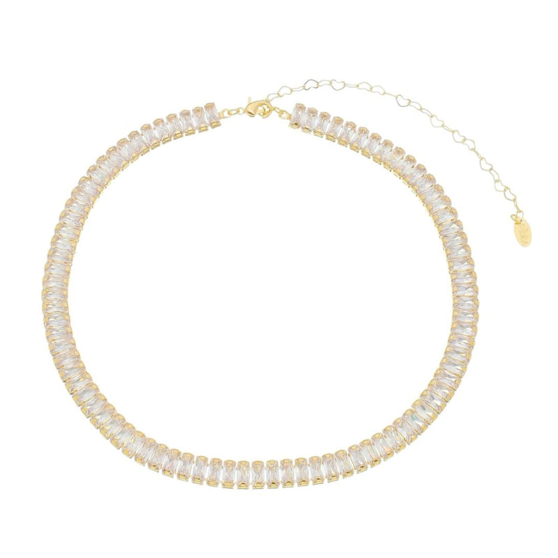 Choker Piuka Taylor Média Zircônias Baguete Cristal Folheada a Ouro 18k