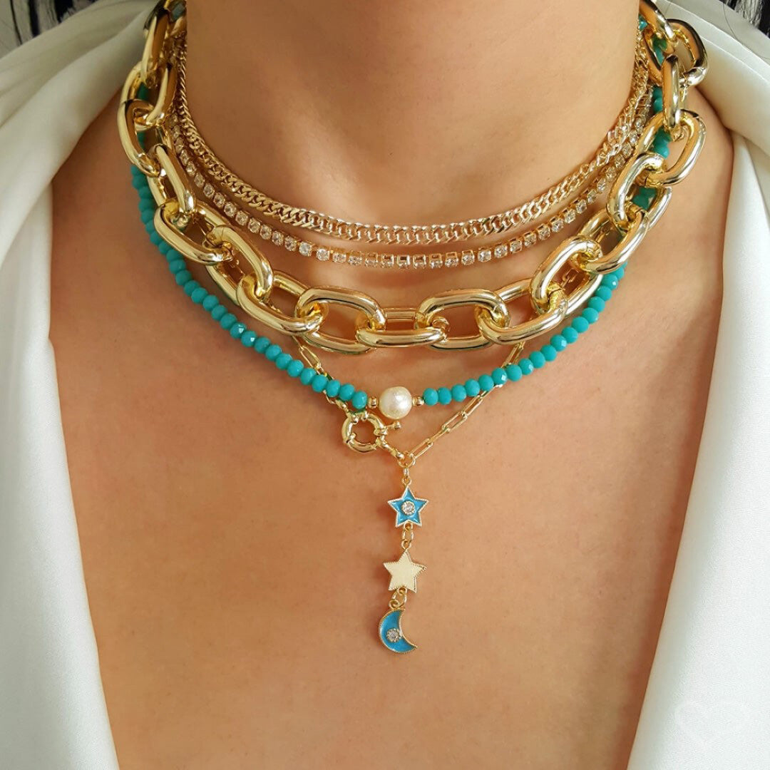 Choker Riviera Zircônias Pequena Cristal Folheada a Ouro 18k Chiara