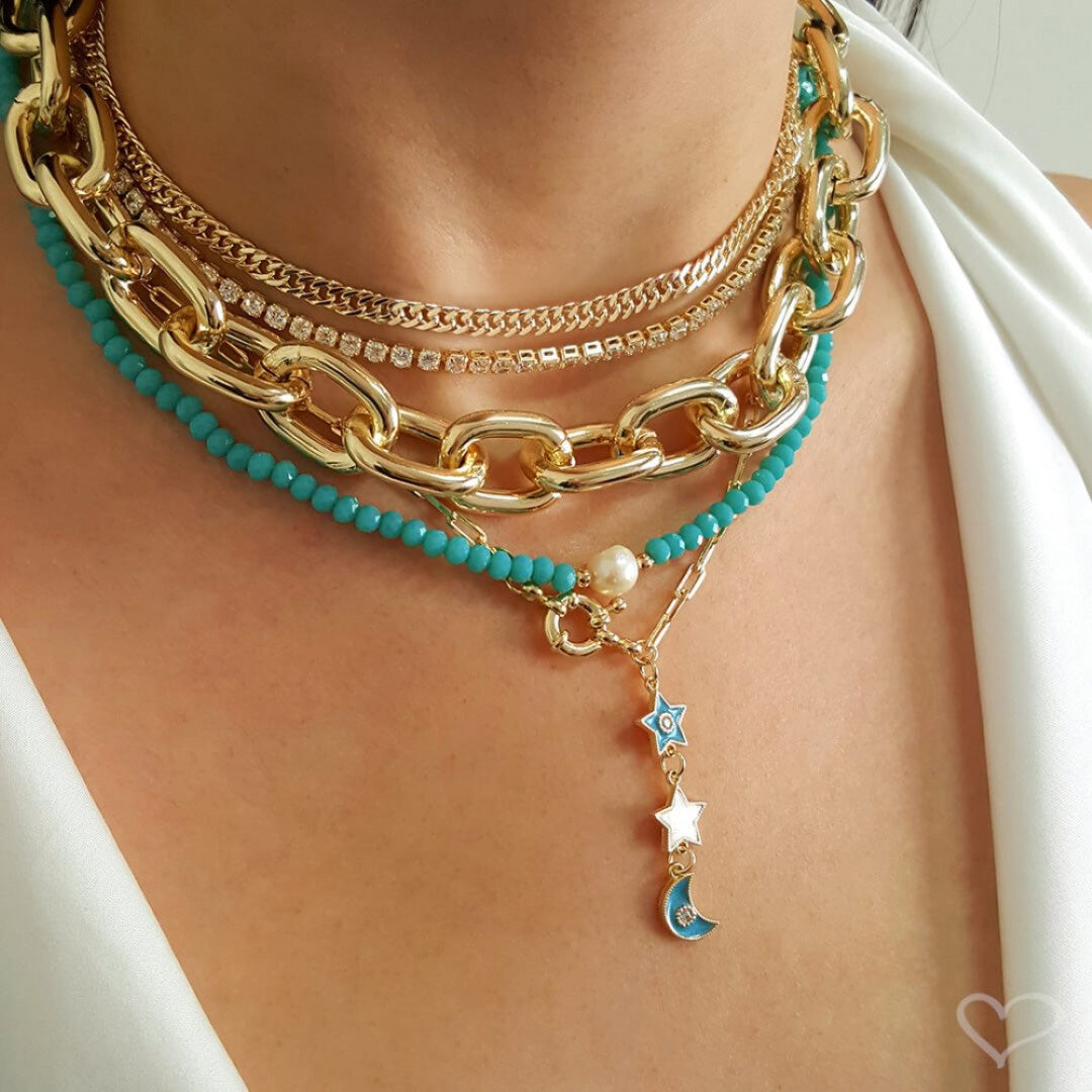 Choker Riviera Zircônias Pequena Cristal Folheada a Ouro 18k Chiara