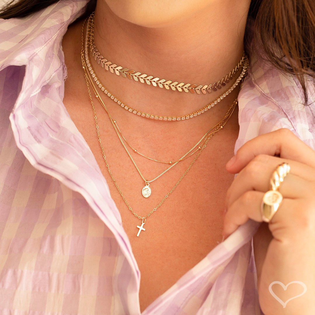 Choker Riviera Zircônias Pequena Cristal Folheada a Ouro 18k Chiara