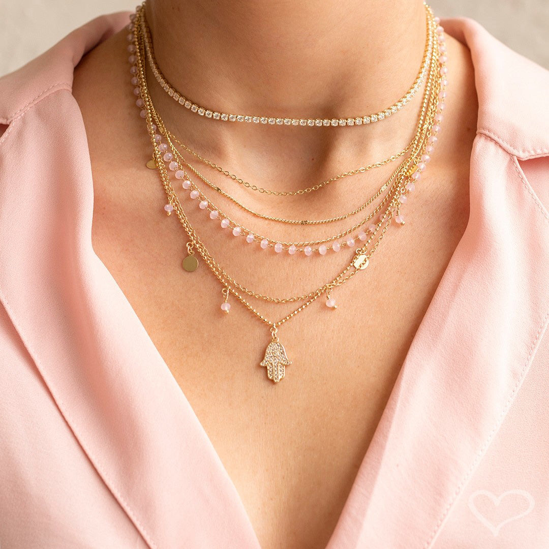 Choker Riviera Zircônias Pequena Cristal Folheada a Ouro 18k Chiara