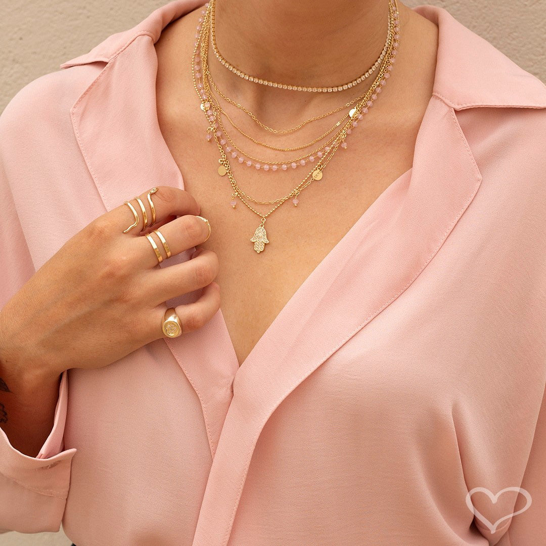 Choker Riviera Zircônias Pequena Cristal Folheada a Ouro 18k Chiara
