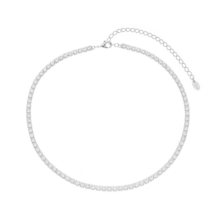 Choker Piuka Riviera Chiara Zircônias Pequena Cristal Folheada em Ródio Branco