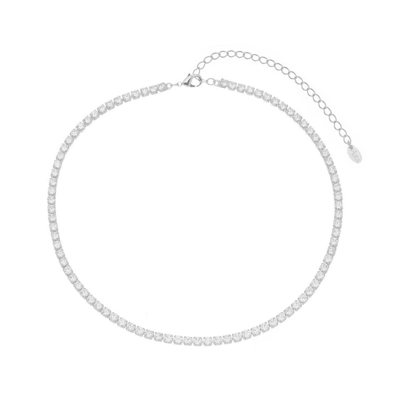Choker Piuka Riviera Chiara Zircônias Pequena Cristal Folheada em Ródio Branco