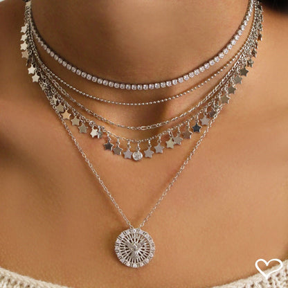Choker Piuka Riviera Chiara Zircônias Pequena Cristal Folheada em Ródio Branco