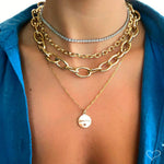 Choker Piuka Riviera Chiara Zircônias Pequena Cristal Folheada em Ródio Branco