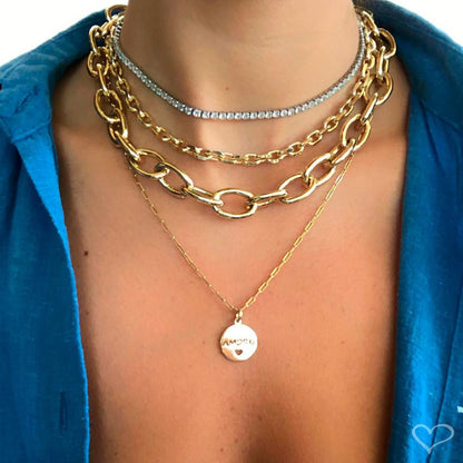 Choker Piuka Riviera Chiara Zircônias Pequena Cristal Folheada em Ródio Branco