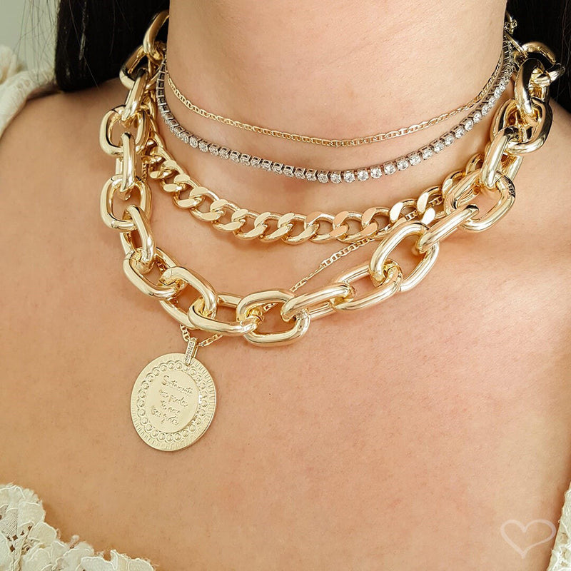 Choker Piuka Riviera Chiara Zircônias Pequena Cristal Folheada em Ródio Branco