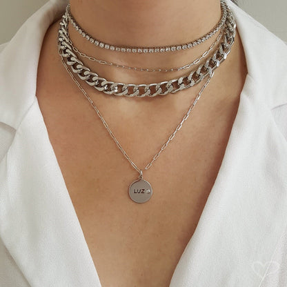 Choker Piuka Riviera Chiara Zircônias Pequena Cristal Folheada em Ródio Branco