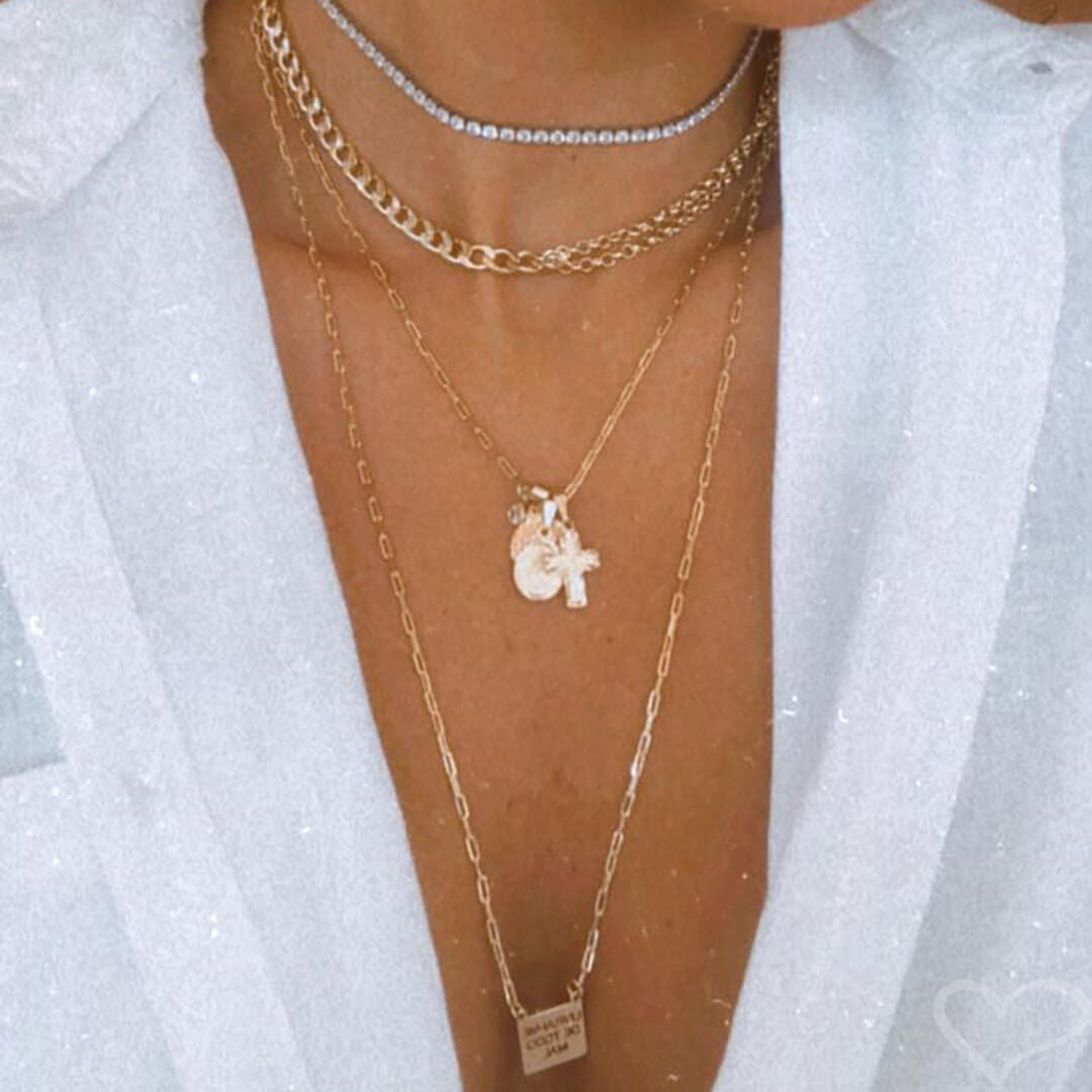 Choker Piuka Riviera Chiara Zircônias Pequena Cristal Folheada em Ródio Branco