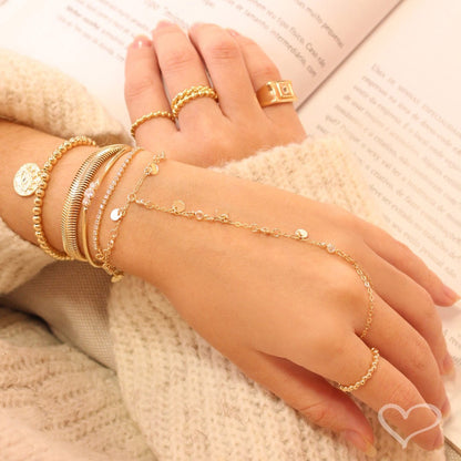 Pulseira Folheada a Ouro 18k Ajustável Riviera Chiara Mini Zircônias Cristal