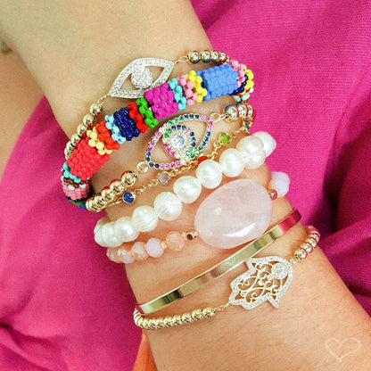 Pulseira Olho Grego Zircônias Coloridas Folheada a Ouro 18k Rebeca