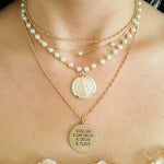Choker Medalha São Bento Pérolas Folheado a Ouro 18k