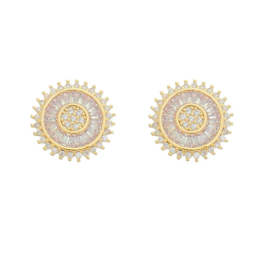 Brinco Piuka Solaris Zircônia Cristal Folheado a Ouro 18k