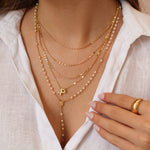 Colar Terço Maria Mini Perólas Folheado a Ouro 18k