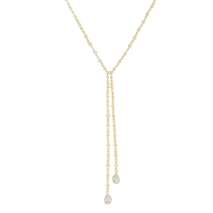 Colar Gravatinha Shine Zircônias Folheado a Ouro 18k