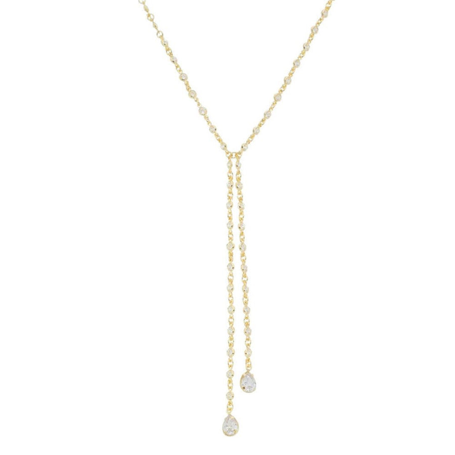 Colar Gravatinha Shine Zircônias Folheado a Ouro 18k