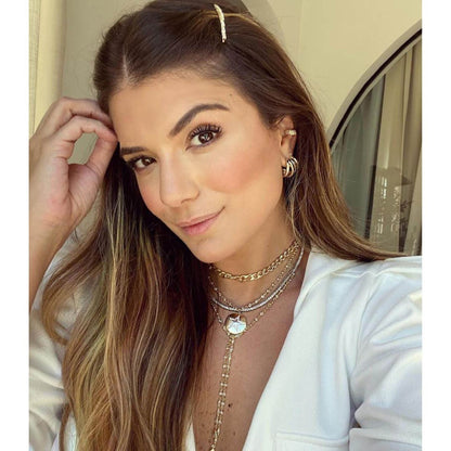 Colar Gravatinha Shine Zircônias Folheado a Ouro 18k