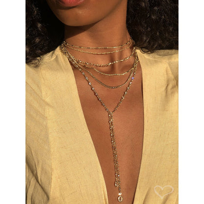 Colar Gravatinha Shine Zircônias Folheado a Ouro 18k