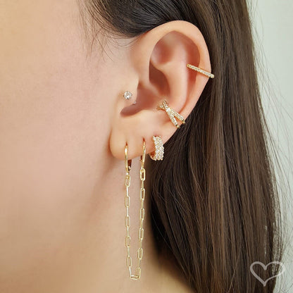 Brinco Ear Line Lizi Elos Folheado a Ouro 18k