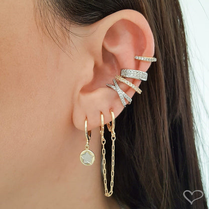 Brinco Ear Line Lizi Elos Folheado a Ouro 18k