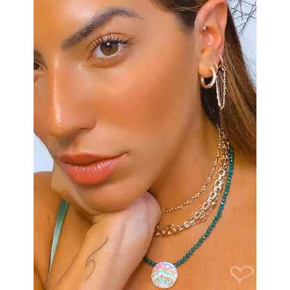 Brinco Ear Line Lizi Elos Folheado a Ouro 18k