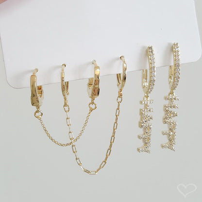Brinco Ear Line Lizi Elos Folheado a Ouro 18k