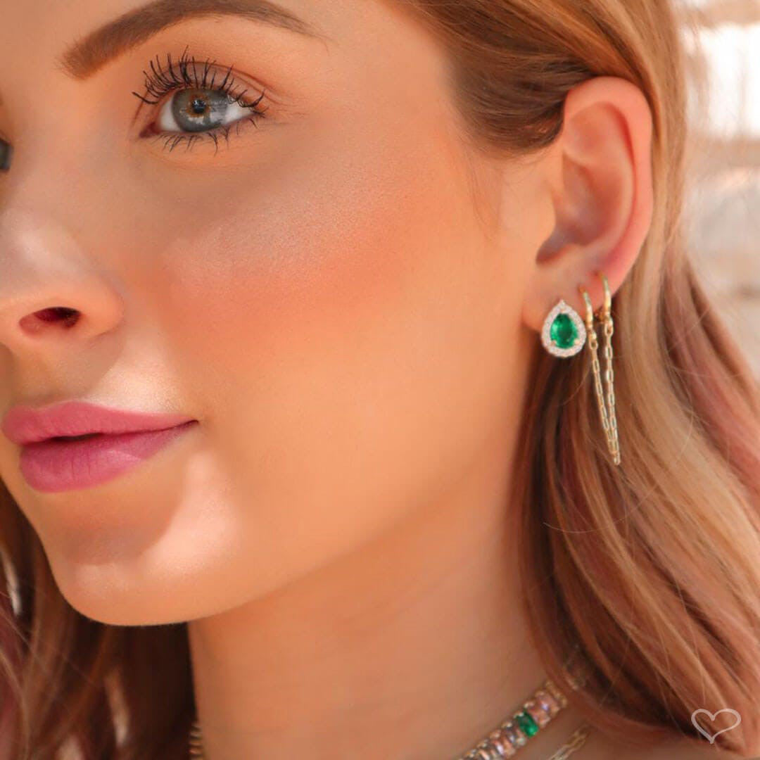 Brinco Ear Line Lizi Elos Folheado a Ouro 18k