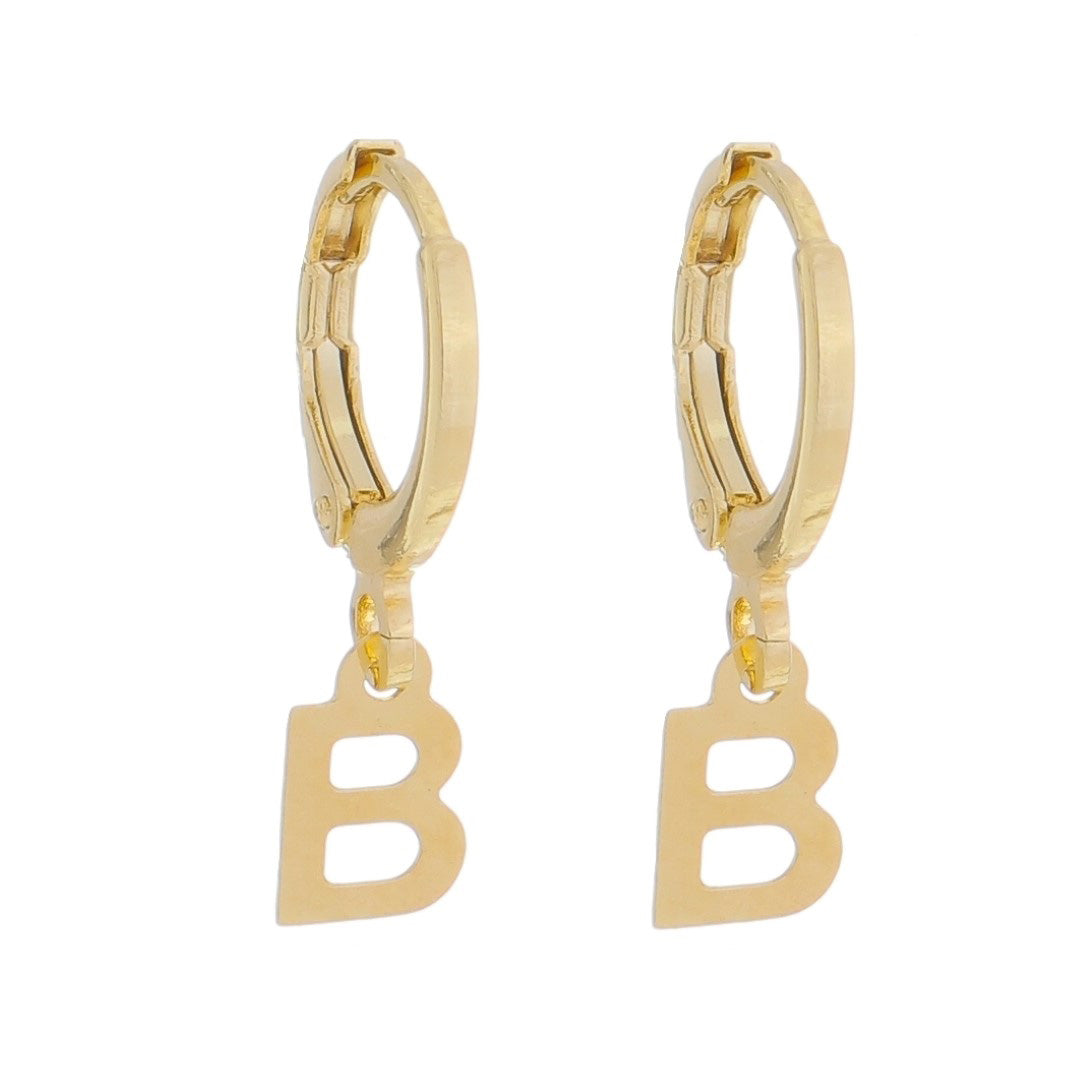 Brinco Argolinha de Letra/inicial Folheada a Ouro 18k