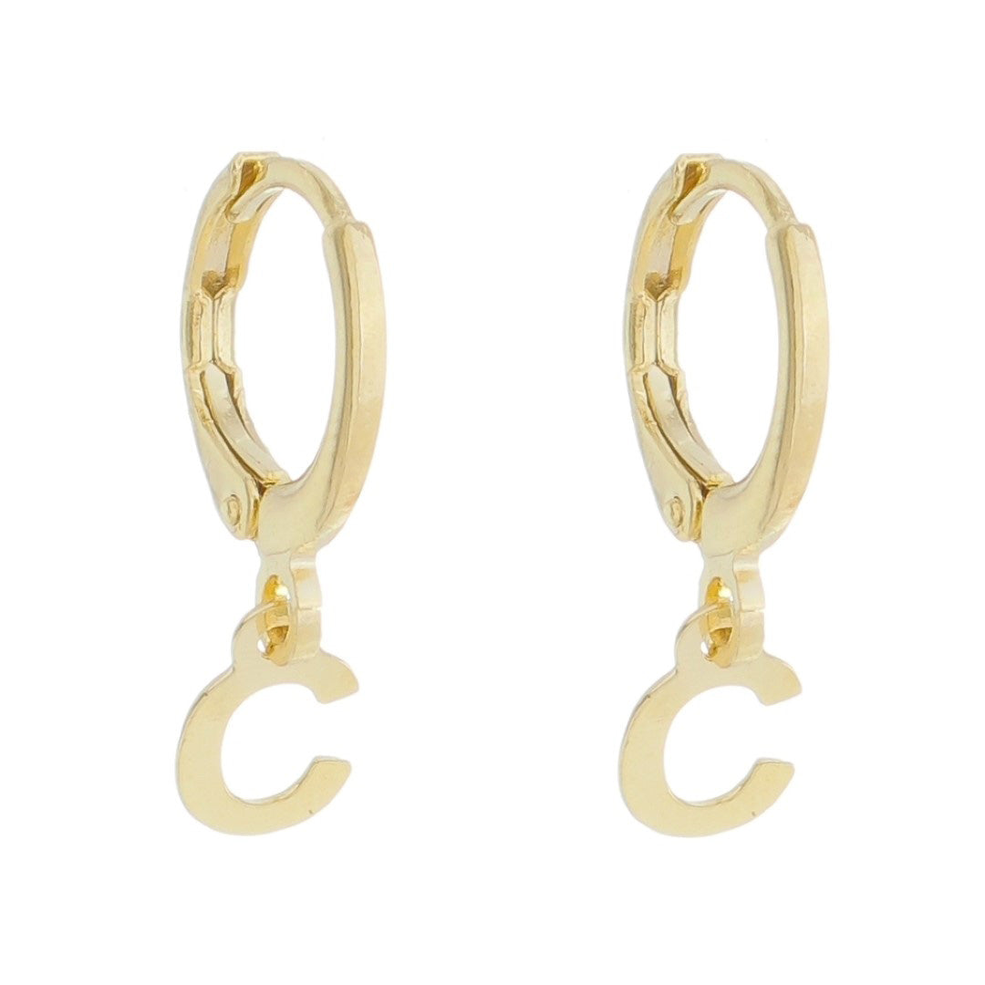 Brinco Argolinha de Letra/inicial Folheada a Ouro 18k