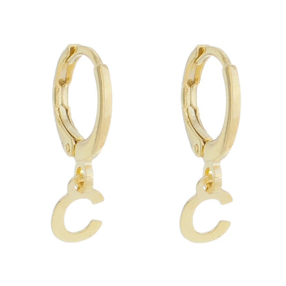 Brinco Argolinha de Letra/inicial Folheada a Ouro 18k