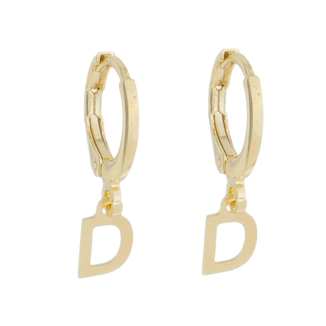 Brinco Argolinha de Letra/inicial Folheada a Ouro 18k