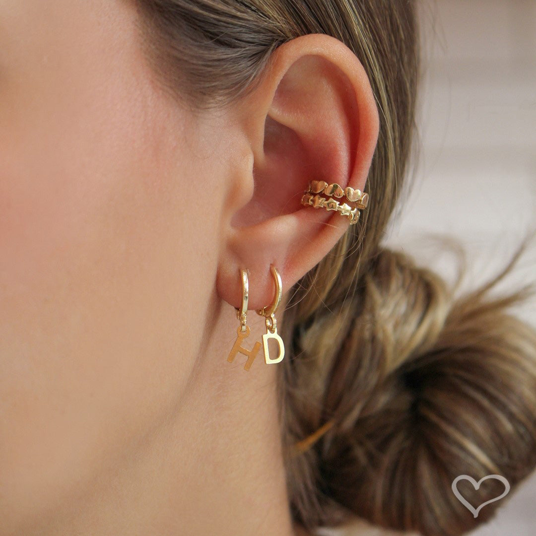 Brinco Argolinha de Letra/inicial Folheada a Ouro 18k