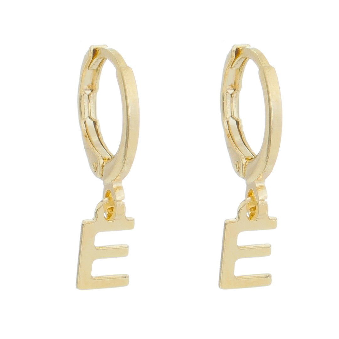 Brinco Argolinha de Letra/inicial Folheada a Ouro 18k