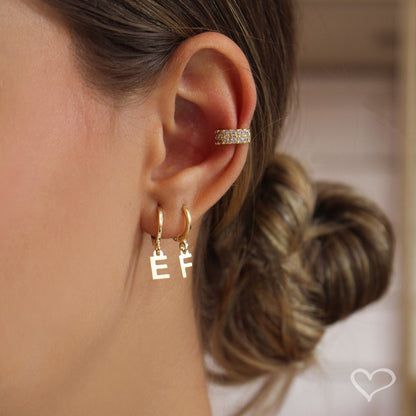 Brinco Argolinha de Letra/inicial Folheada a Ouro 18k