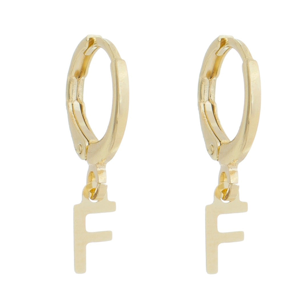 Brinco Argolinha de Letra/inicial Folheada a Ouro 18k