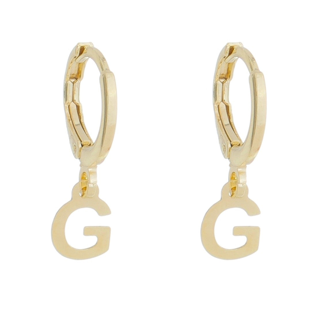 Brinco Argolinha de Letra/inicial Folheada a Ouro 18k