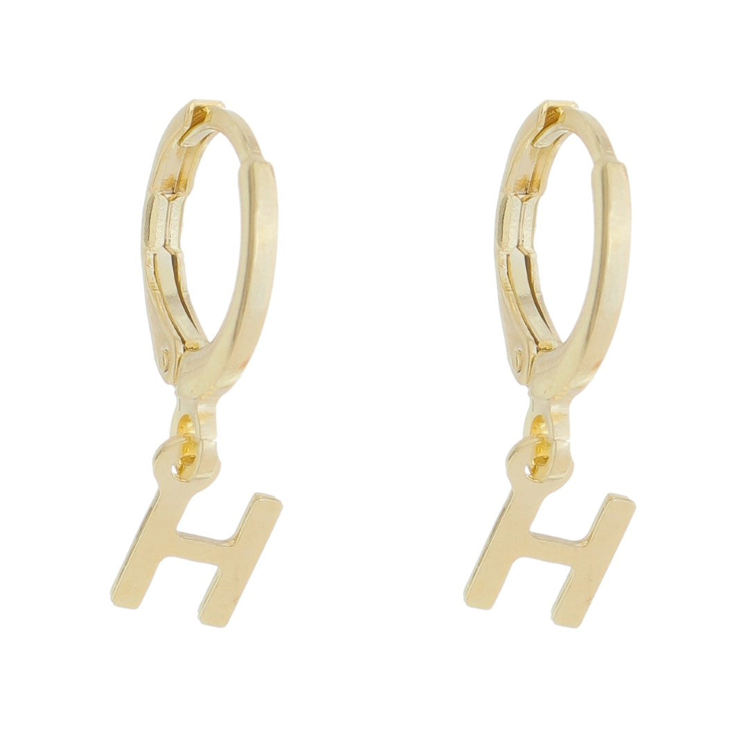 Brinco Argolinha de Letra/inicial Folheada a Ouro 18k