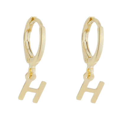 Brinco Argolinha de Letra/inicial Folheada a Ouro 18k