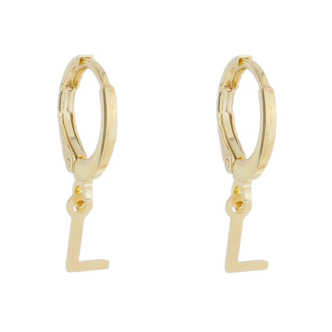 Brinco Argolinha de Letra/inicial Folheada a Ouro 18k