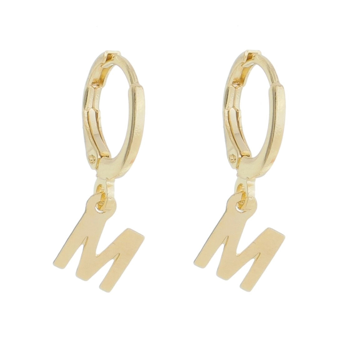 Brinco Argolinha de Letra/inicial Folheada a Ouro 18k